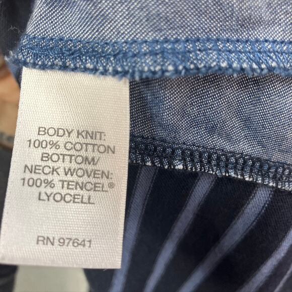 J. Jill Striped Shift Dress Blue Cotton Denim 3/4 Sleeve Women MP Spring Classic - Picture 13 of 16